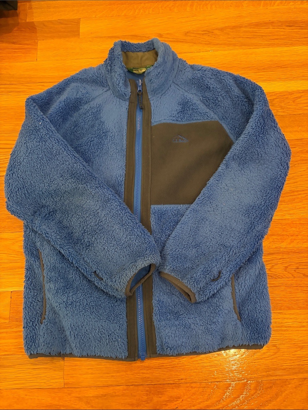 L.L. Bean Blue Sherpa Jacket with Dark Chest Panel